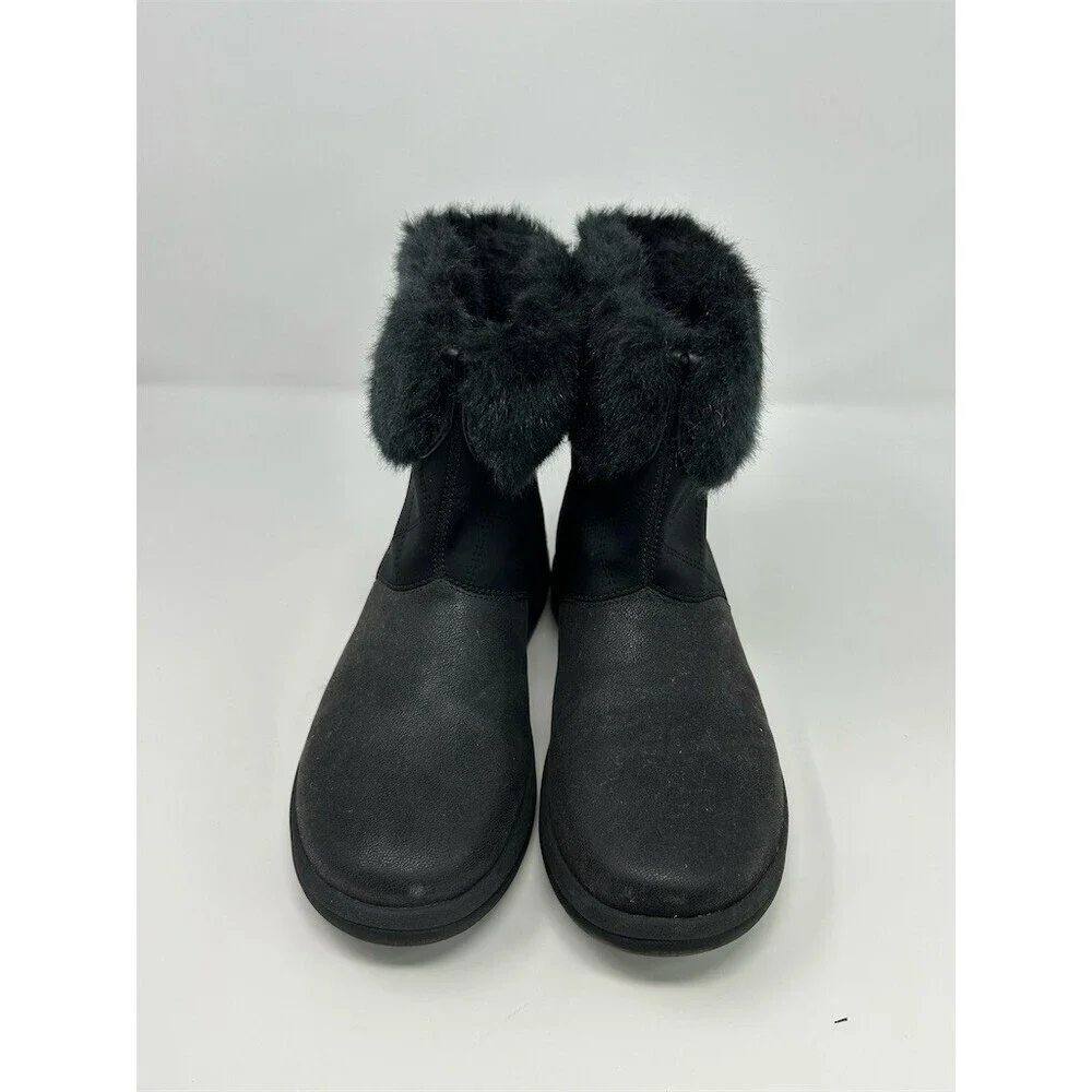 Clarks Cloudsteppers Cabrini Reef Black Faux Fur Cuff Ankle Booties Size 9